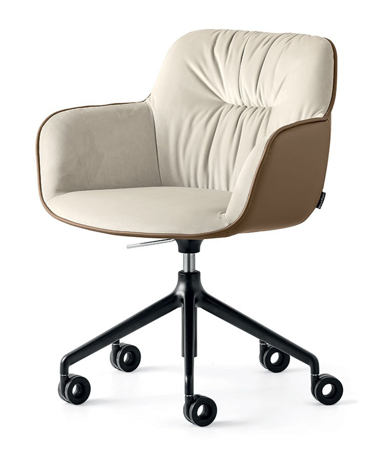 Cocoon Fabric/Metal Customizable Swivel Armchair w/Casters & Adjustable Height