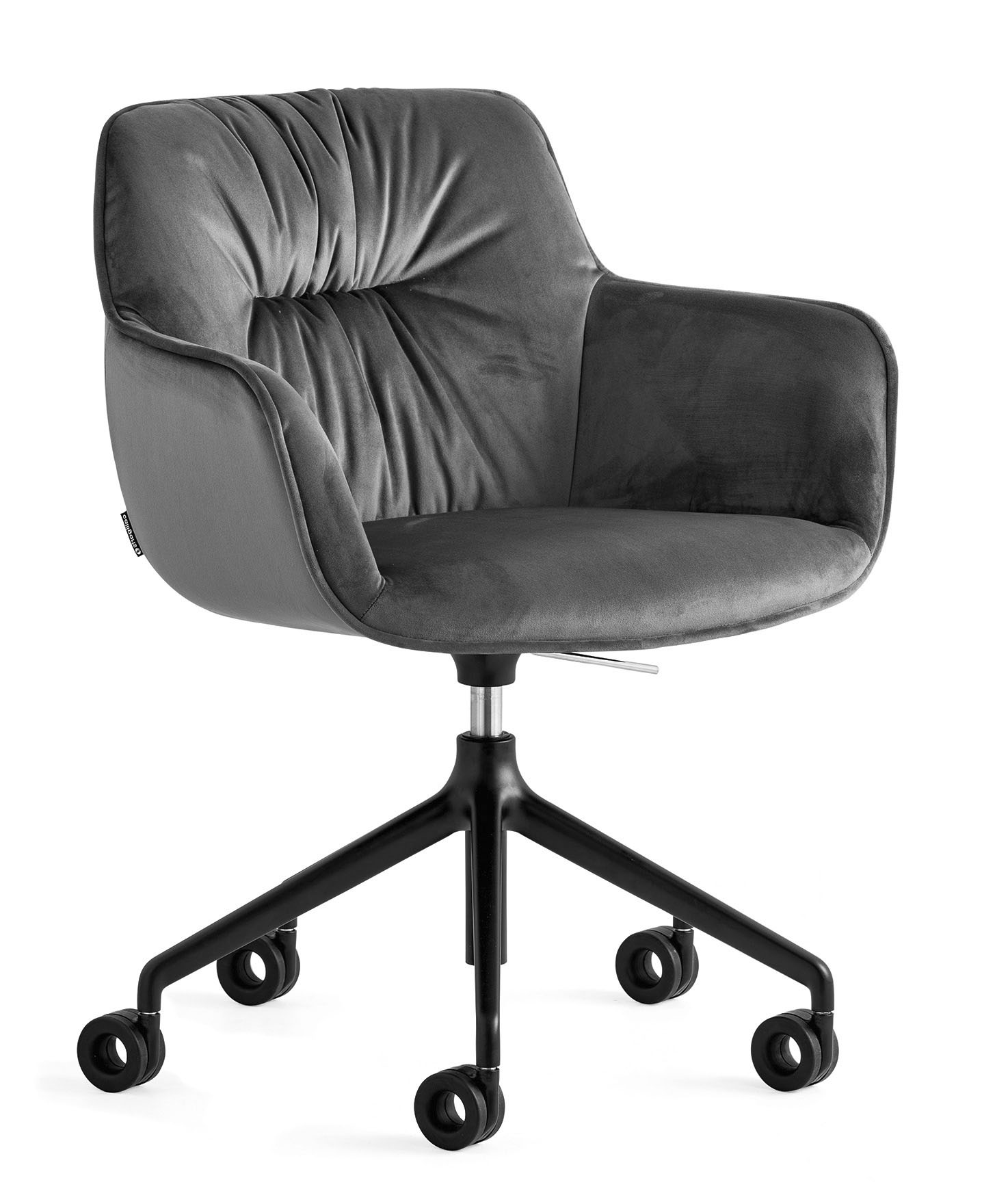 Cocoon Fabric/Metal Customizable Swivel Armchair w/Casters & Adjustable Height
