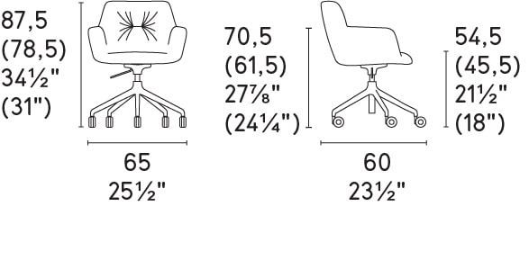 Cocoon Fabric/Metal Customizable Swivel Armchair w/Casters & Adjustable Height