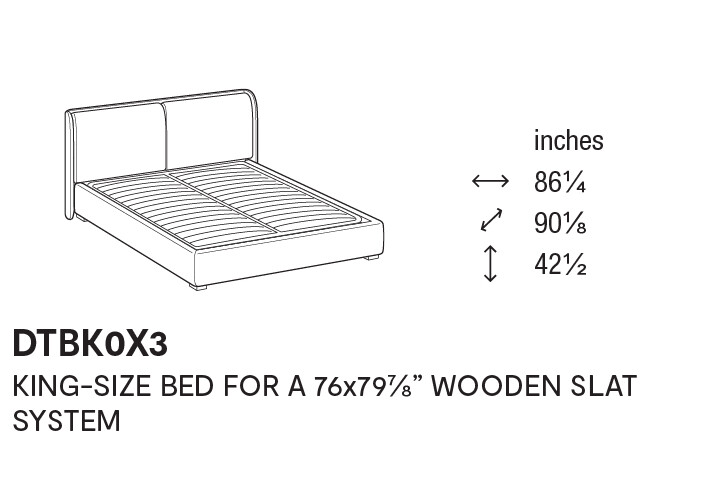 Dolly Voss/Boucle Fabric/Wood Platform Bed, King Size