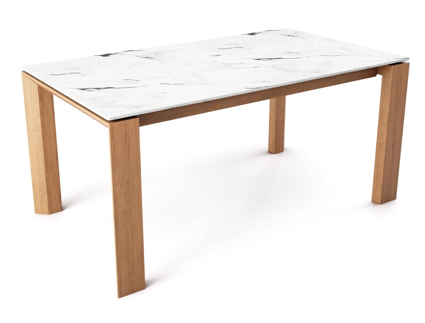 Omnia W70.9"-94.5" Rectangular Ceramic/Wood Veneer Extendable Dining Table