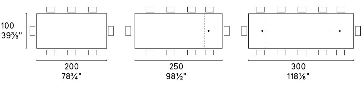 Cartesio W78.7"-98.4"-118.1" Ceramic/Metal/Wood Customizable Extendable Rectangular Dining Table