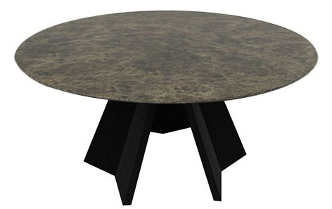Icaro W62.9-inch Ceramic/Wood Customizable Round Dining Table