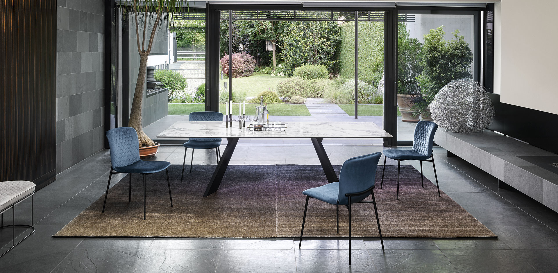 Icaro W98.4-inch Ceramic/Wood Customizable Rectangular Dining Table
