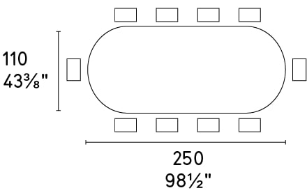 Cameo W98.4-inch Ceramic/Metal/Wood Customizable Oval Dining Table