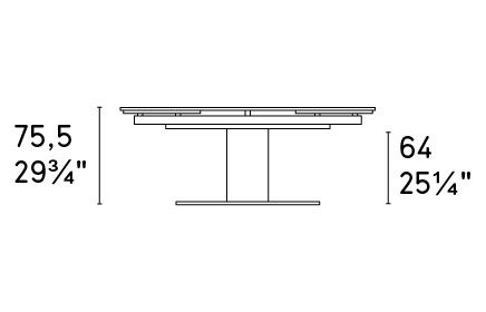 Cameo W78.8"-116.6" Rectangular Ceramic/Metal Pedestal Extendable Dining Table w/Rounded Corners