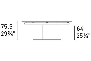 Cameo W78.8"-116.6" Rectangular Ceramic/Metal Pedestal Extendable Dining Table w/Rounded Corners