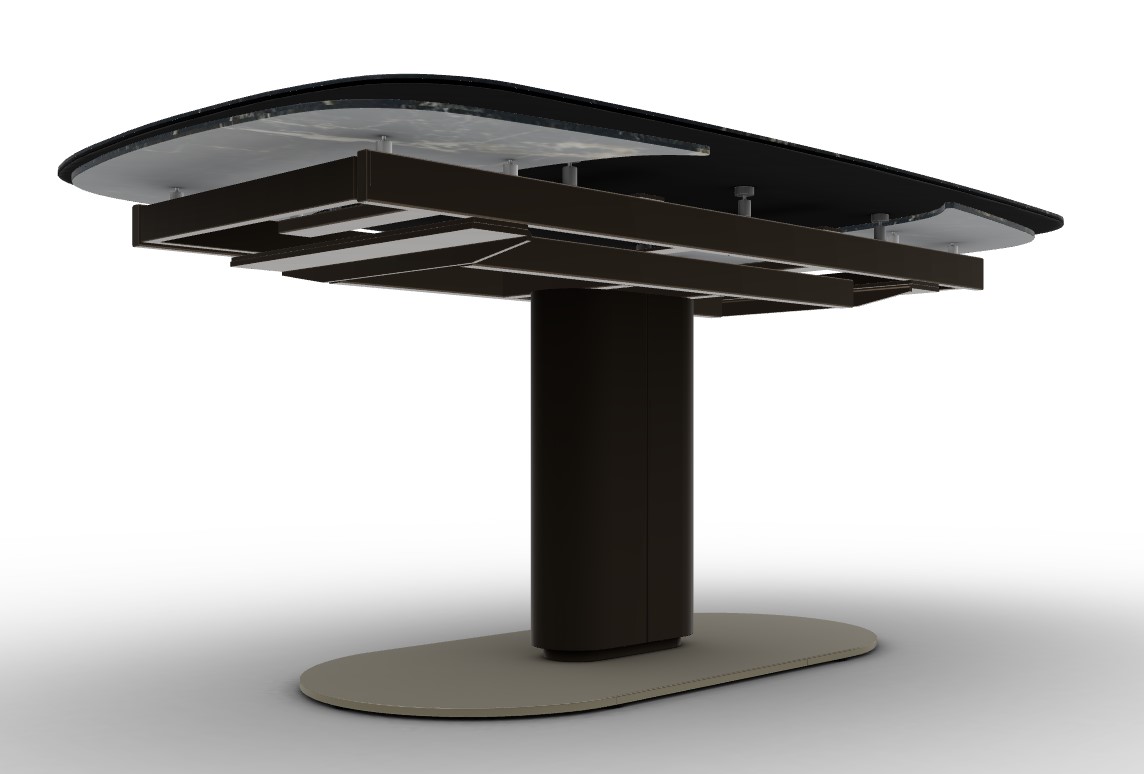 Cameo W65"-95" Rectangular Ceramic/Metal Pedestal Extendable Dining Table w/Rounded Corners
