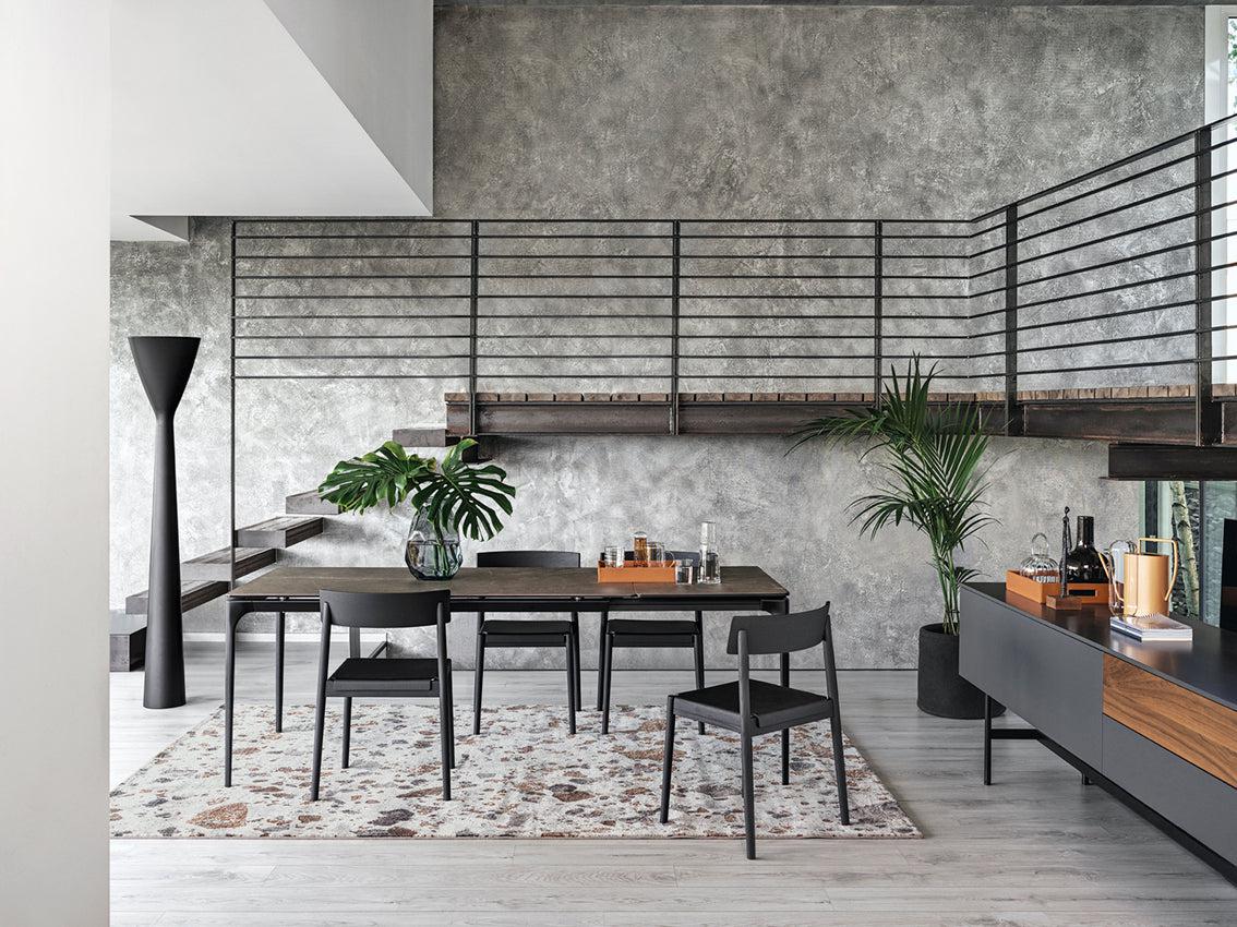 Silhouette W63"-86.6" Rectangular Ceramic/Metal Dining Table