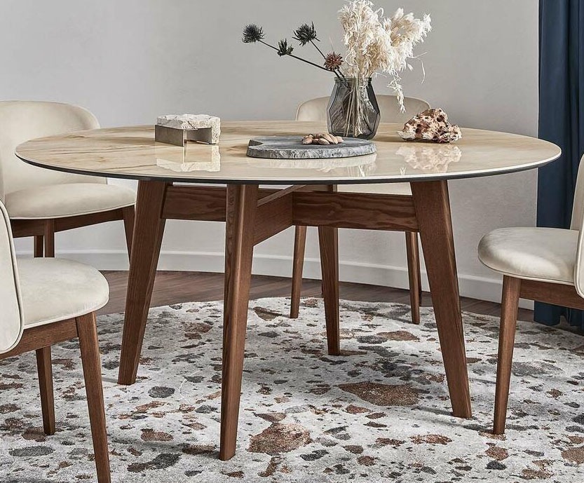 Abrey Wood/Ceramic Round Dining Table