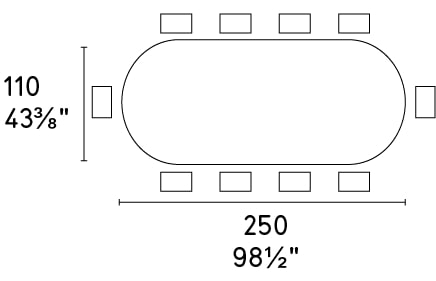 Sunshine W98.4-inch Ceramic/Metal Customizable Oval Dining Table