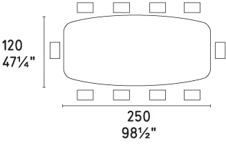 Apian W98.4-inch Ceramic/Metal Customizable Elliptical Dining Table