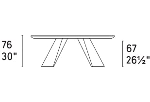 Apian W118.1-inch Ceramic/Metal Customizable Elliptical Dining Table