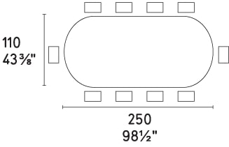 Apian W98.4-inch Ceramic/Metal Customizable Oval Dining Table