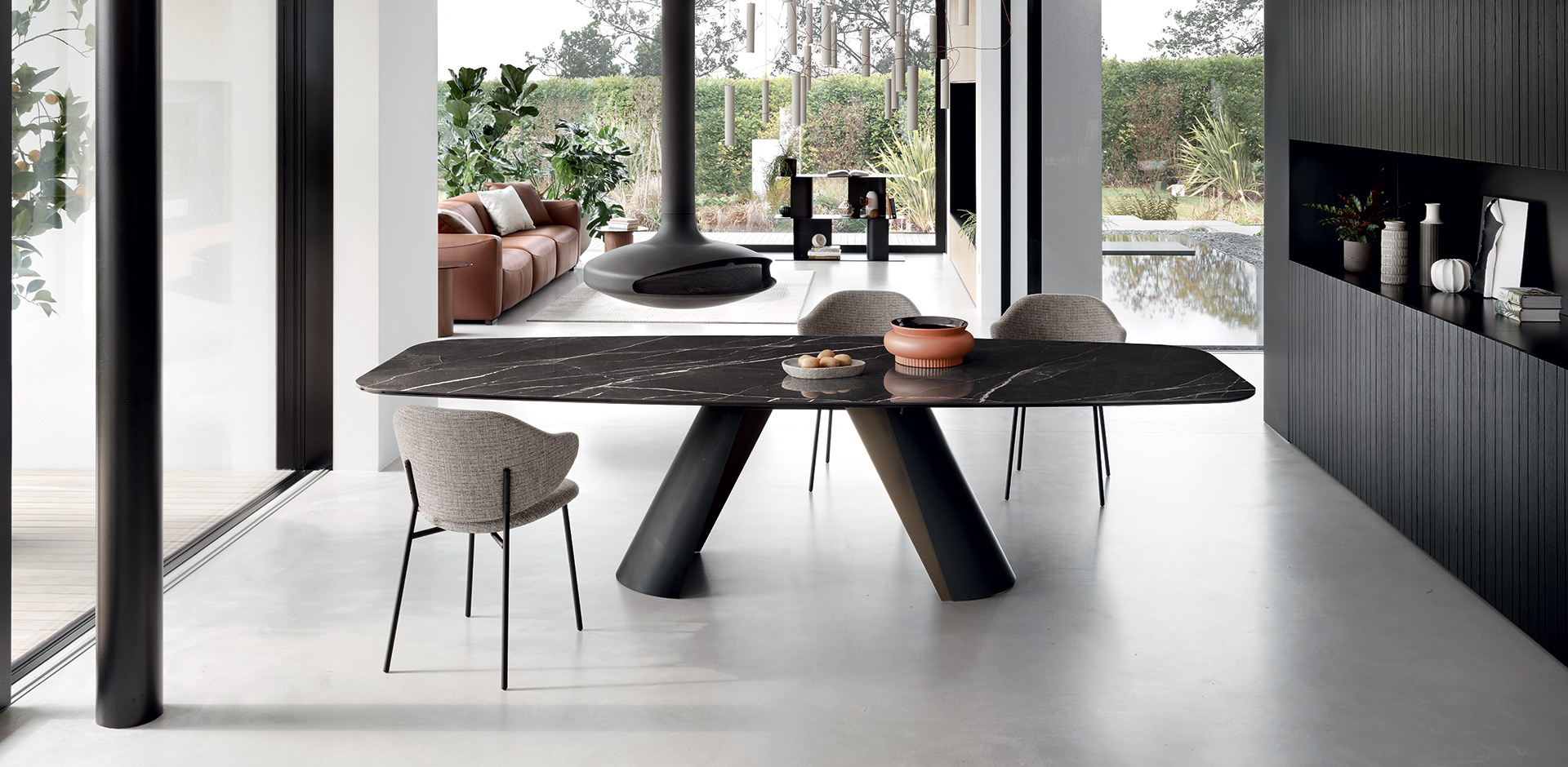 Apian W98.4-inch Ceramic/Metal Customizable Elliptical Dining Table