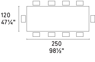 Breeze W98.4-inch Ceramic/Metal Customizable Rectangular Dining Table