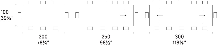 Apian W78.7-inch Ceramic/Metal Customizable Extendable Rectangular Dining Table