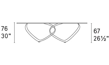 Breeze W118.1-inch Ceramic/Metal Customizable Elliptical Dining Table