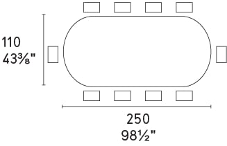Breeze W98.4-inch Ceramic/Metal Customizable Oval Dining Table