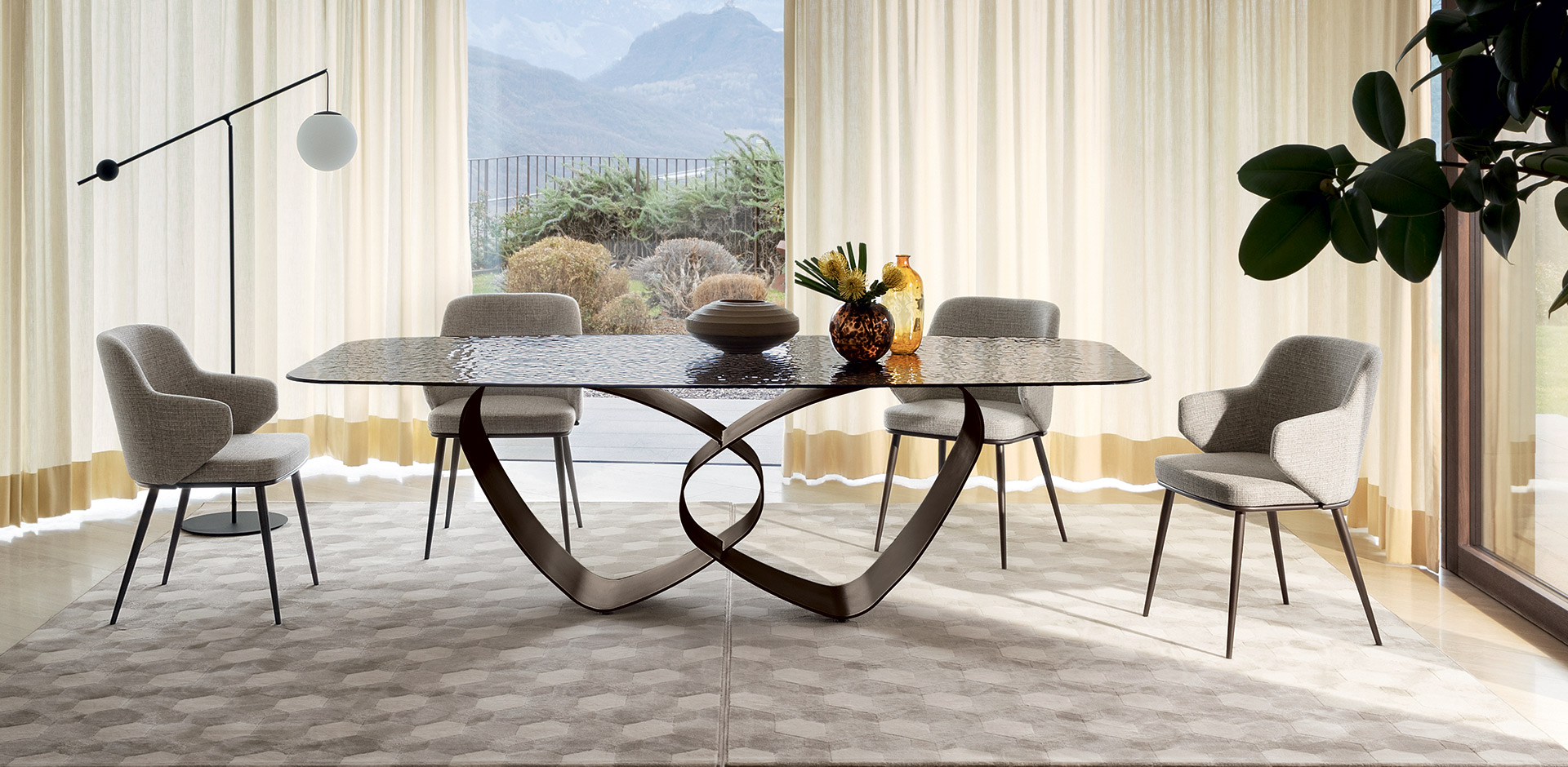 Breeze W98.4-inch Ceramic/Metal Customizable Rectangular Dining Table