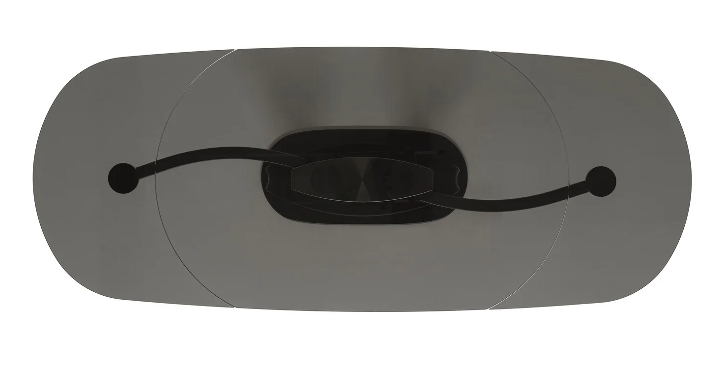 Orbital W65"-100.5" Oval Glass/Metal Pedestal Dining Table
