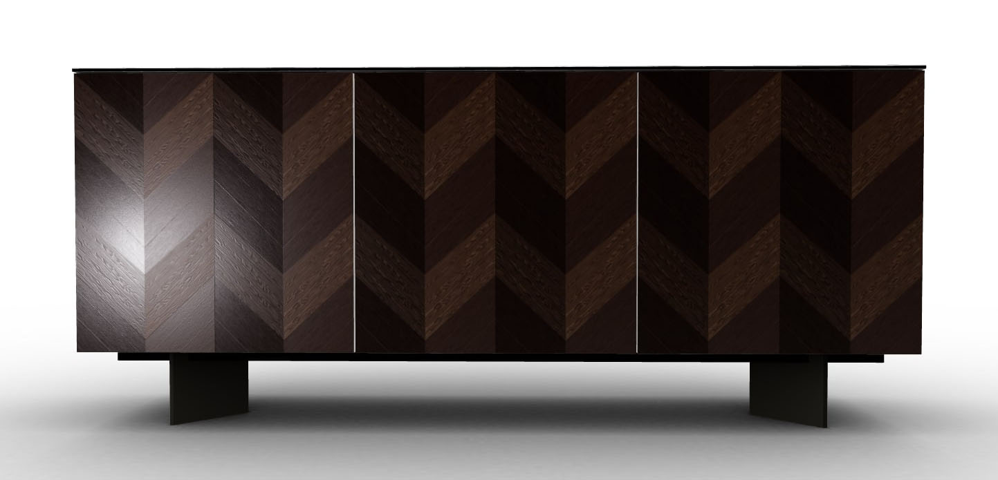 Universal Ceramic/Wood/Glass Customizable Sideboard w/3 Doors & Metal Base