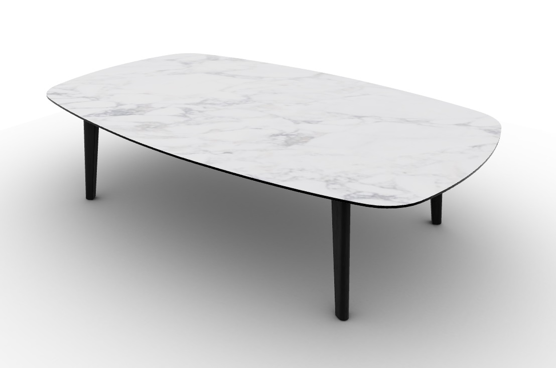 Abrey Laminated Ceramic-Glass/Wood Elliptical Coffee Table
