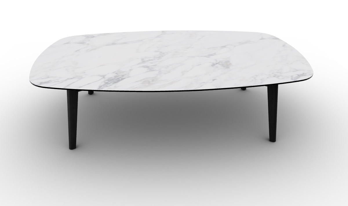 Abrey Laminated Ceramic-Glass/Wood Elliptical Coffee Table