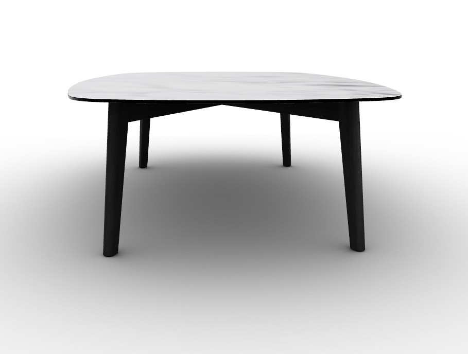 Abrey Laminated Ceramic-Glass/Wood Elliptical Coffee Table