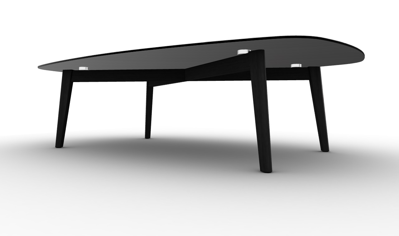 Abrey Laminated Ceramic-Glass/Wood Elliptical Coffee Table