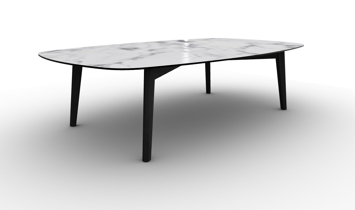 Abrey Laminated Ceramic-Glass/Wood Elliptical Coffee Table
