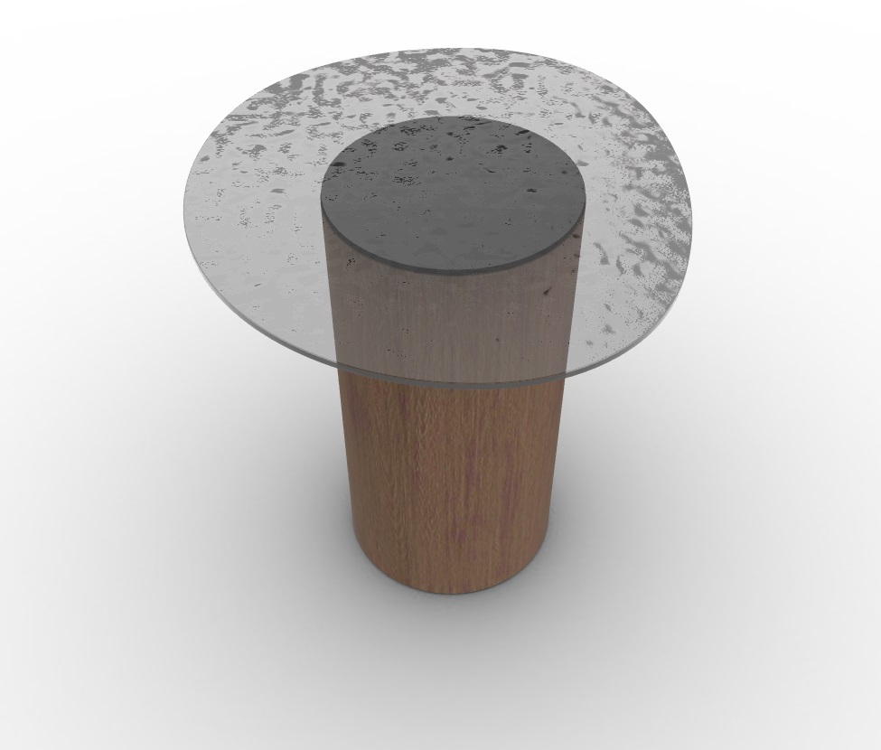 Mushroom Tempered Glass/Wood Pedestal End Table
