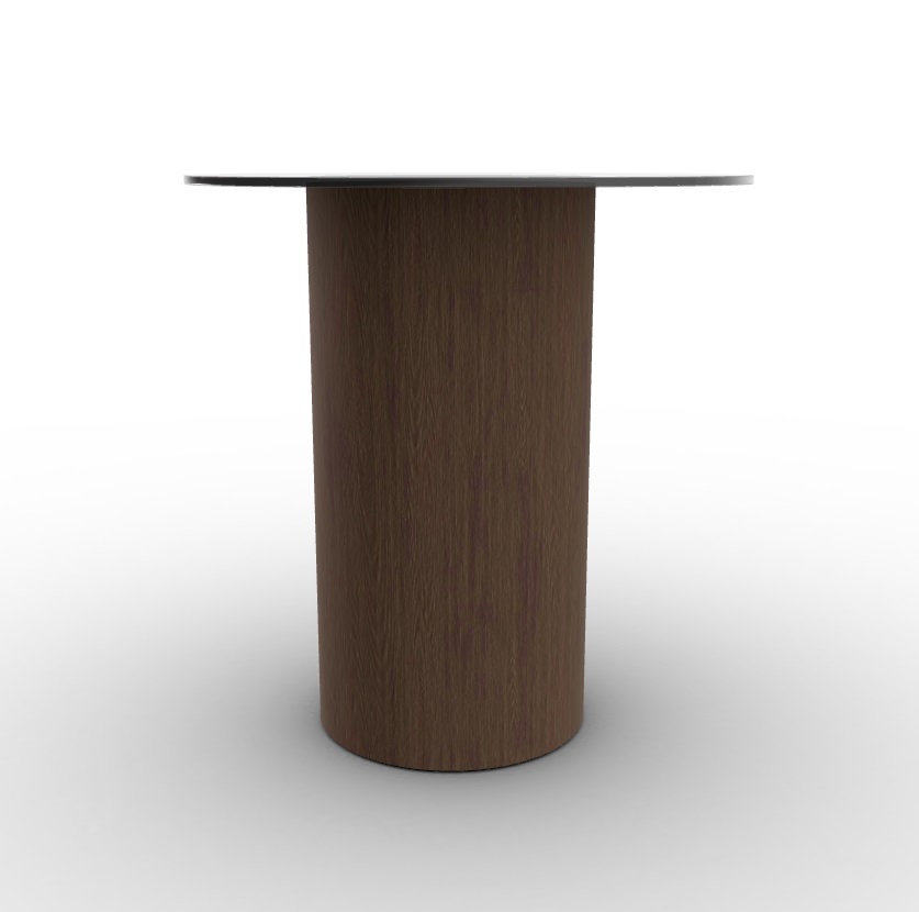 Mushroom Tempered Glass/Wood Pedestal End Table