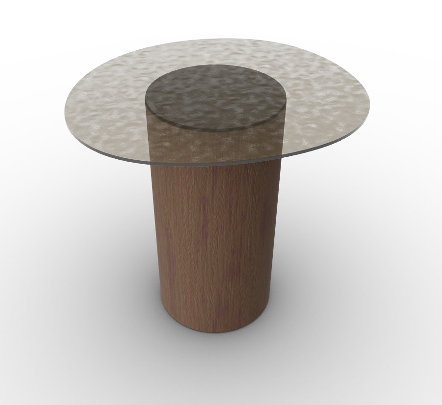 Mushroom Tempered Glass/Wood Pedestal End Table