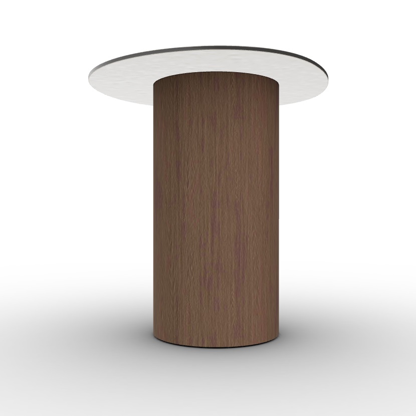 Mushroom Tempered Glass/Wood Pedestal End Table