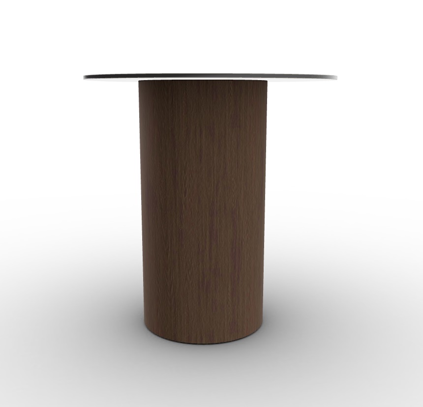 Mushroom Tempered Glass/Wood Pedestal End Table