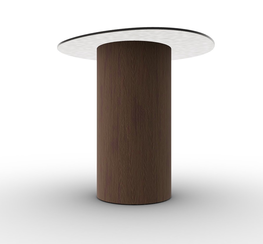 Mushroom Tempered Glass/Wood Pedestal End Table