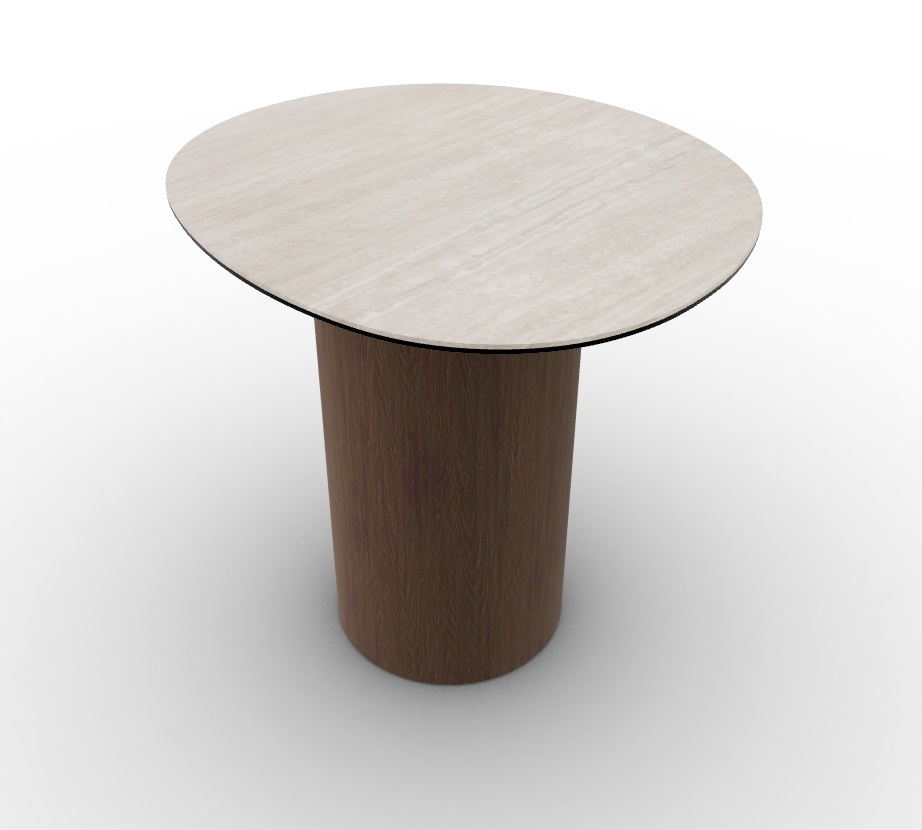 Mushroom Laminated Ceramic-Glass/Wood Pedestal End Table