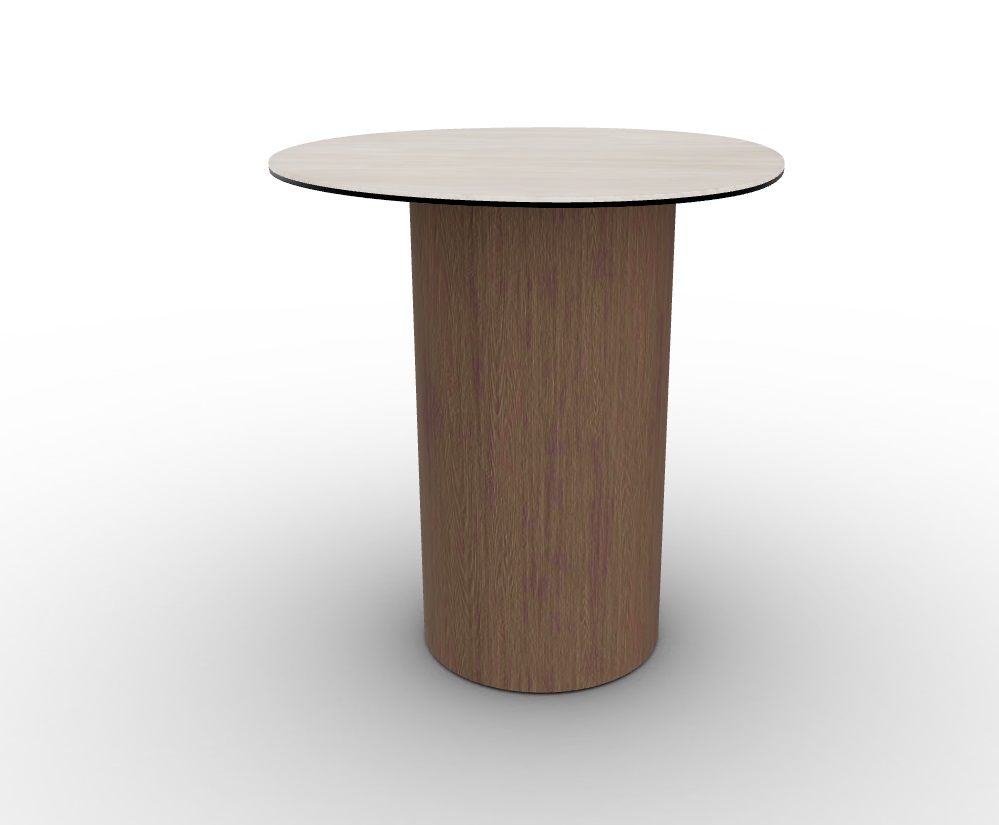 Mushroom Laminated Ceramic-Glass/Wood Pedestal End Table