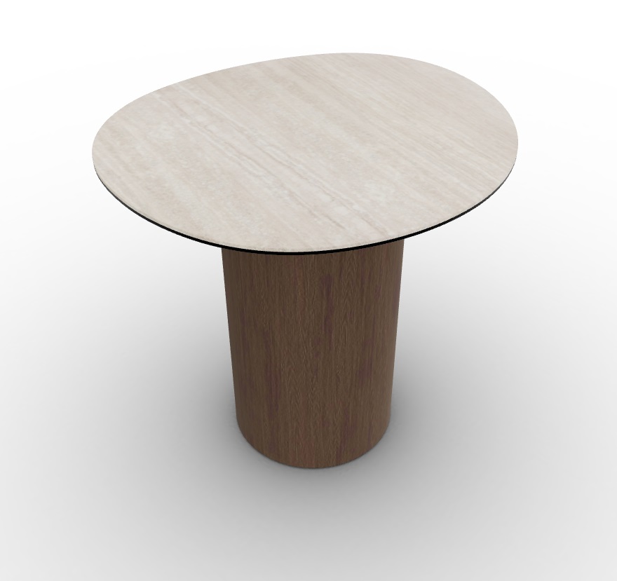 Mushroom Laminated Ceramic-Glass/Wood Pedestal End Table