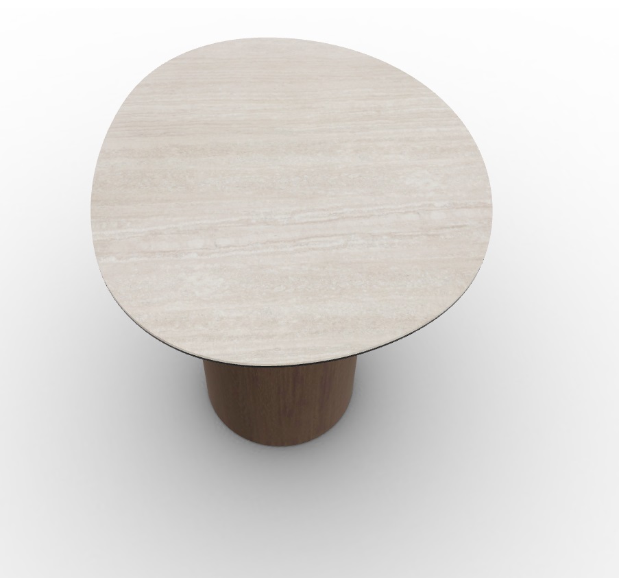 Mushroom Laminated Ceramic-Glass/Wood Pedestal End Table