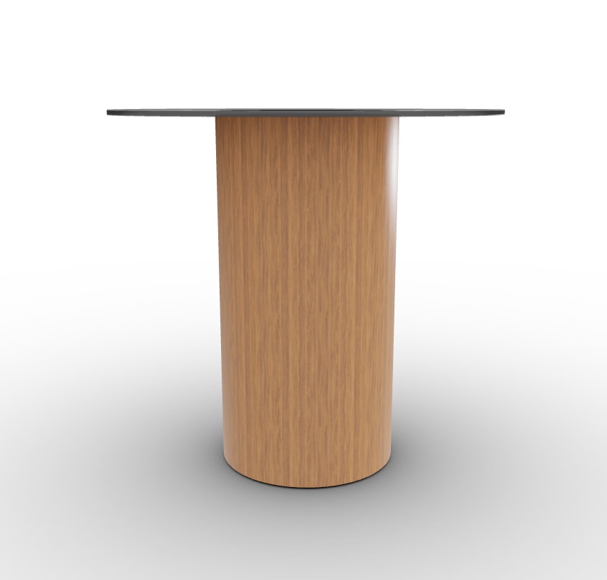 Mushroom Tempered Glass/Wood Pedestal End Table