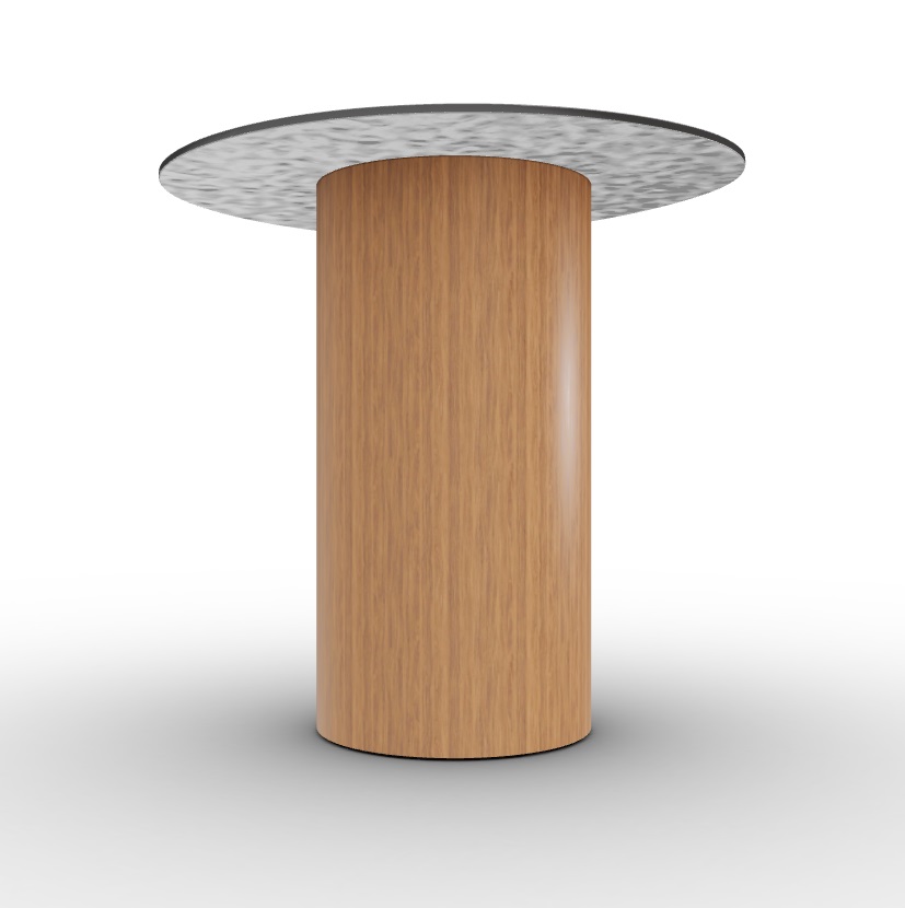 Mushroom Tempered Glass/Wood Pedestal End Table