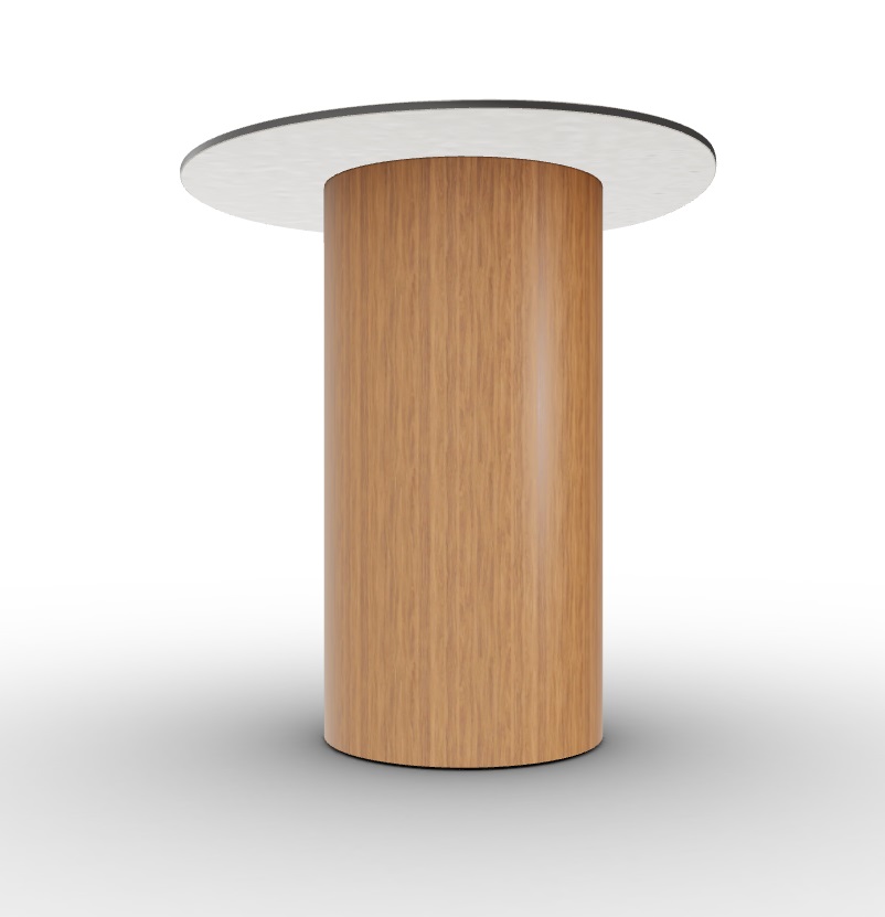 Mushroom Tempered Glass/Wood Pedestal End Table