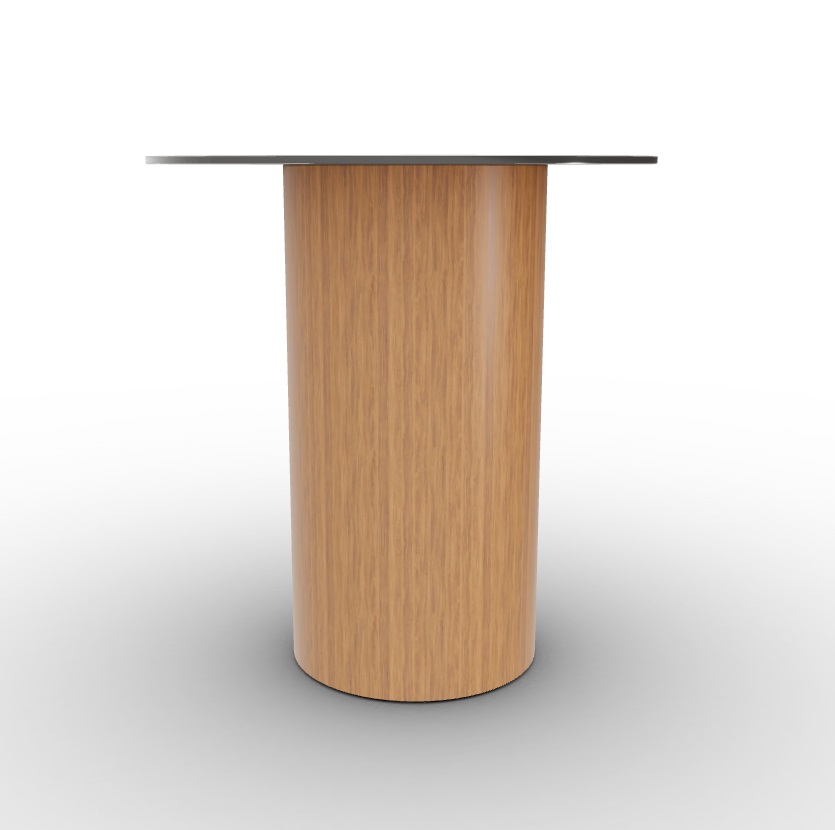 Mushroom Tempered Glass/Wood Pedestal End Table