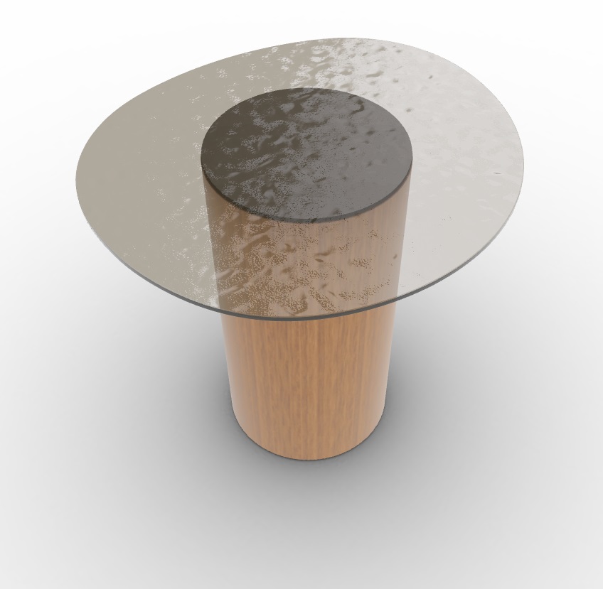 Mushroom Tempered Glass/Wood Pedestal End Table