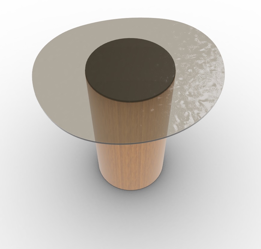 Mushroom Tempered Glass/Wood Pedestal End Table
