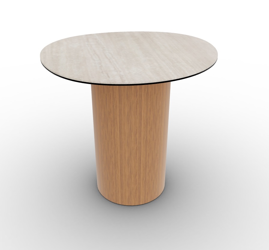 Mushroom Laminated Ceramic-Glass/Wood Pedestal End Table