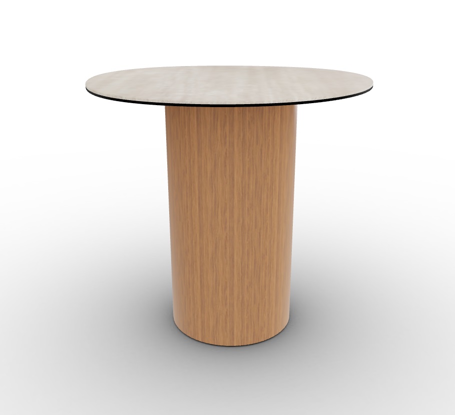 Mushroom Laminated Ceramic-Glass/Wood Pedestal End Table