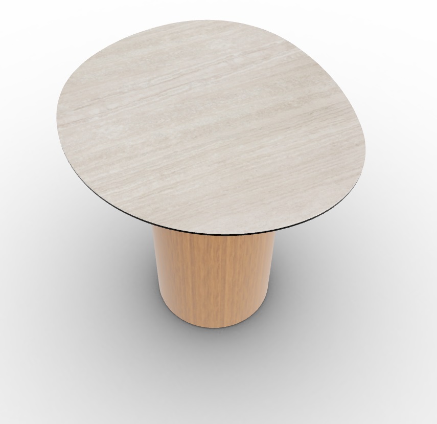 Mushroom Laminated Ceramic-Glass/Wood Pedestal End Table